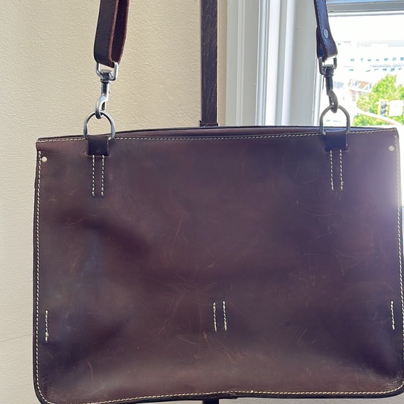J. Crew Leather Expandable Mailbag/Satchel - Picture 8 of 16